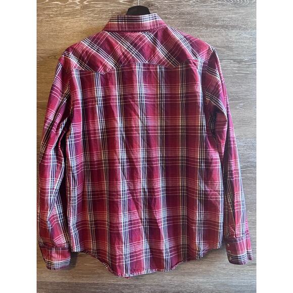 Vintage Wrangler Western Red Plaid Pearl Snap Shirt Mens Medium American Cowboy - Picture 8 of 8